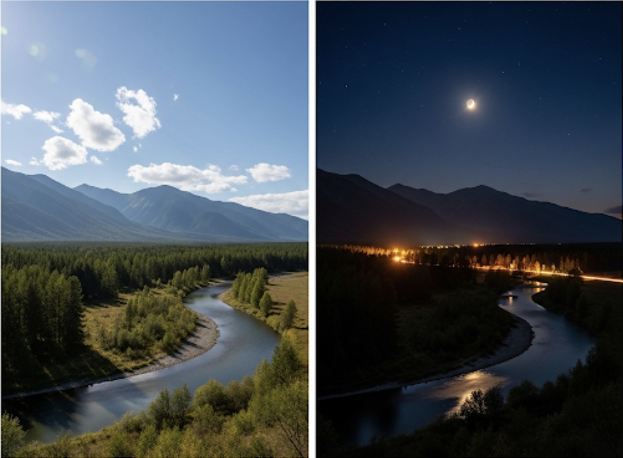 Night Mode - AI image transformation example